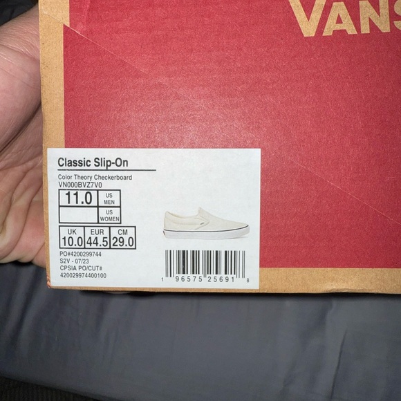 Vans Men's White Color Theory Checkered Glow In The Dark Slip-On Shoes - Picture 3 of 4